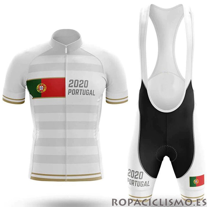 2020 Maillot Campeon Portugal Tirantes Mangas Cortas Blanco(1)